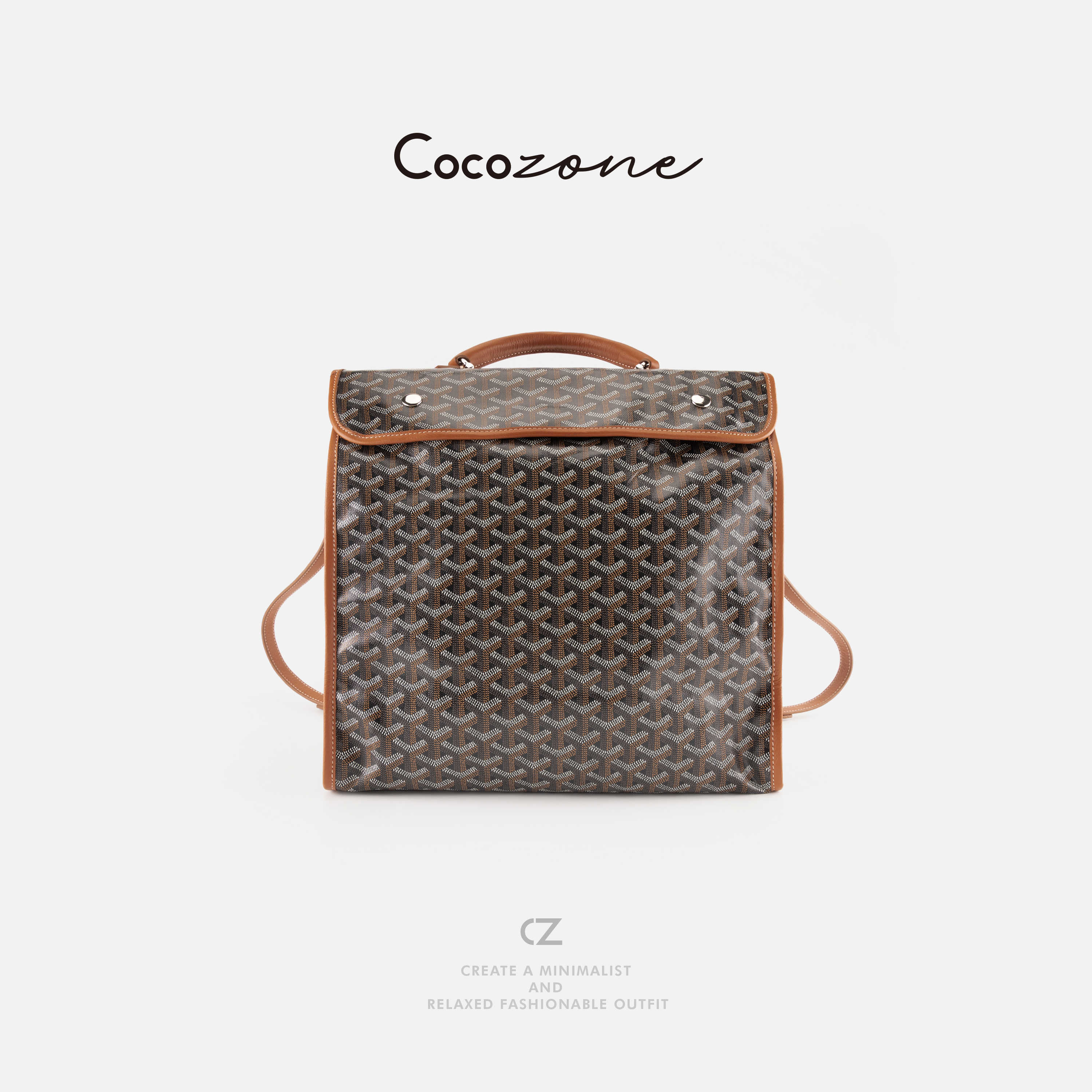 COCO ZONE 刘一一 撞色交织图案饰边双肩包 CD2A2890