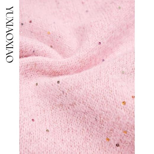 余潇潇【粉嫩星钻】绵羊毛混纺精致细闪珠片垂坠感高腰休闲直筒裤 商品图2