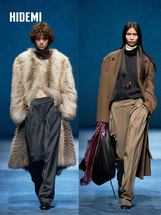 HIDEMI大秀款中高腰双褶立裁超显瘦款时装锥形裤卷边萝卜西裤长裤 商品图0