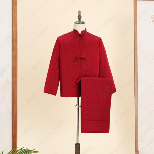 高品质寿服女棉套“一路万福”（深枣红、紫红）百年传统工艺寿衣 商品图0