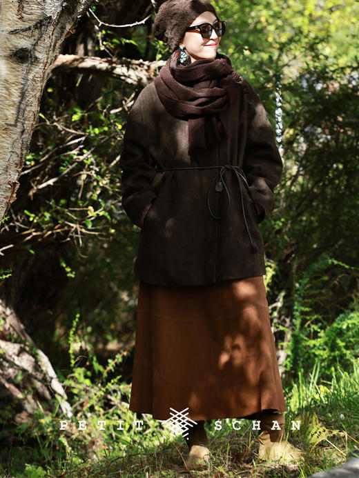 PETIT SCHAN小闪 CLO#955 The Warmth of the Earth 大地之暖 柿染90白鹅绒真皮拼接羽绒外套 商品图5