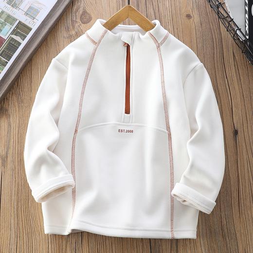 110-170男童加绒打底衫秋冬半拉链儿童加厚保暖卫衣中大童长袖 商品图1