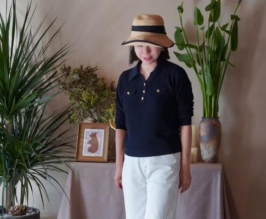 哥弟同款V领POLO金扣通勤也温柔坑条桑蚕丝超细羊毛衫 商品图6