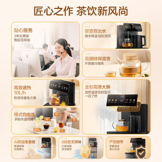 海尔（Haier）小海星茶吧机饮水机家用抑菌管路无异味 壶满即停每5℃可调茶吧柜饮水机一体 温热款S13 商品图1