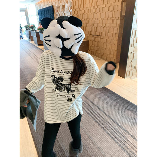 <曾小咸推荐>现货秒杀 ！微信超特价！条纹小狗设计T恤 日常139.99 立减60 秒杀79.99！！黑色羽绒服 日常599.99 秒杀359.99！！ 商品图1