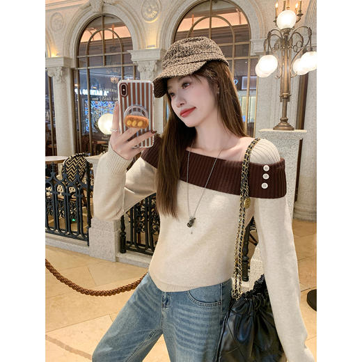 <曾小咸推荐>现货秒杀 ！微信超特价！一字肩针织衫 日常179.99 立减100 秒杀79.99！！ 商品图2