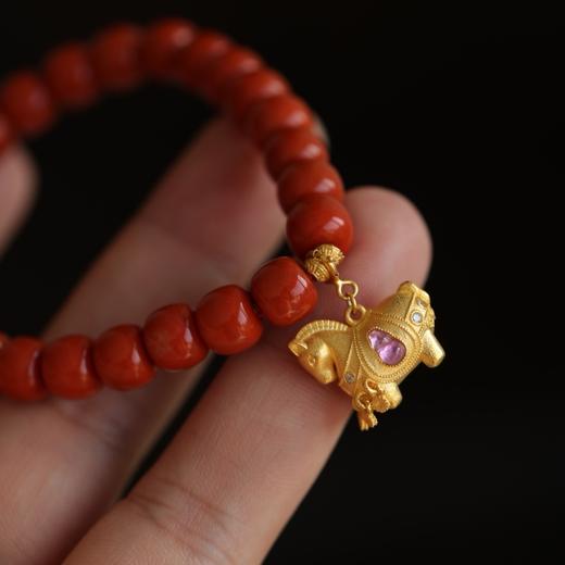 【孤品秒杀】“马上有福”满肉满色南红老型珠手串8mm JD 商品图4