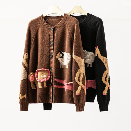 动物园 手工打造！宽松大版山羊绒毛衣外套女 商品图2