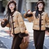 圆领提花料新中式，真狐狸毛袖短款女式羽绒服HR-SYY2693 商品缩略图1