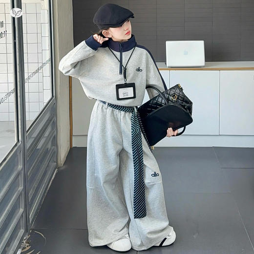 秋冬潮流休闲亲子装套装 大童连帽卫衣/毛线衣两件套 商品图9