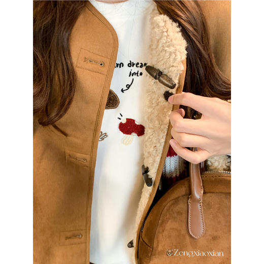 <曾小咸推荐>波点两穿羊羔毛外套 商品图3