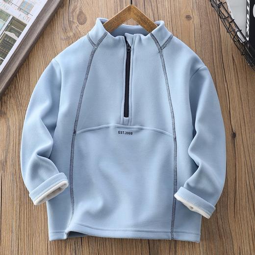 110-170男童加绒打底衫秋冬半拉链儿童加厚保暖卫衣中大童长袖 商品图4