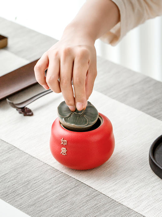 【预售7天】万仟堂功夫茶具快客杯一壶一杯单人便携式旅行茶具套装 高档茶叶罐陶瓷密封便携 事事如意 瓷器商品不支持七天无理由 商品图4