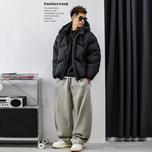 徐太浪【极寒过冬 保暖白鸭绒】连帽羽绒服男冬季防寒面包服外套 商品图3