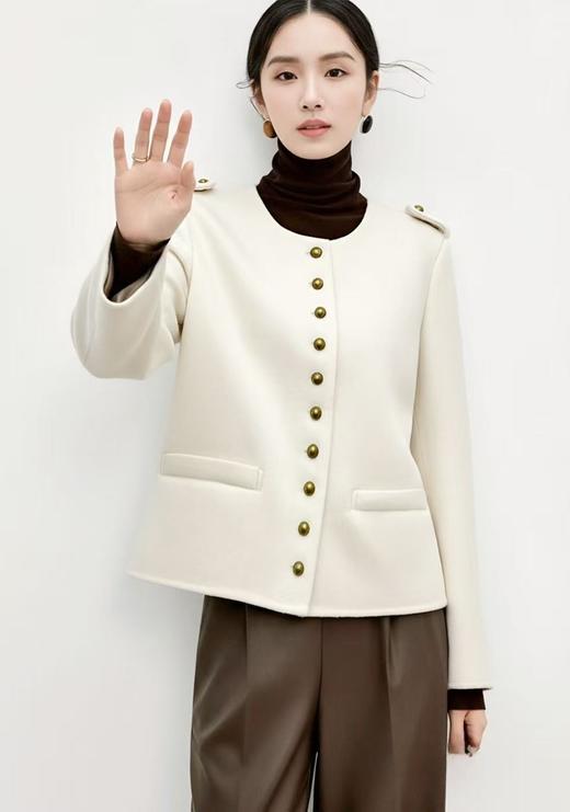 12.12错过没有！清货不退清仓价（样衣微脏）【轻奢双面尼】2510（100%高支绵羊毛）精致小香风金扣利落干练短款双面尼-喜出 商品图1