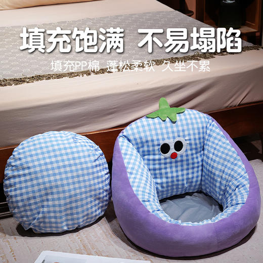 自然醒大眼茄子泡泡格蒲团坐垫QYL 商品图4