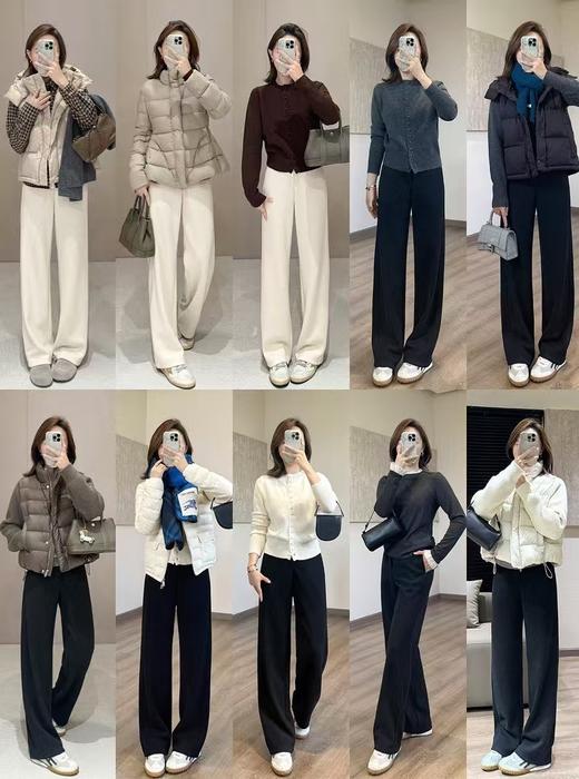 710g显瘦王报恩西裤秋冬加厚醋酸羊毛气质通勤窄阔腿裤 商品图0