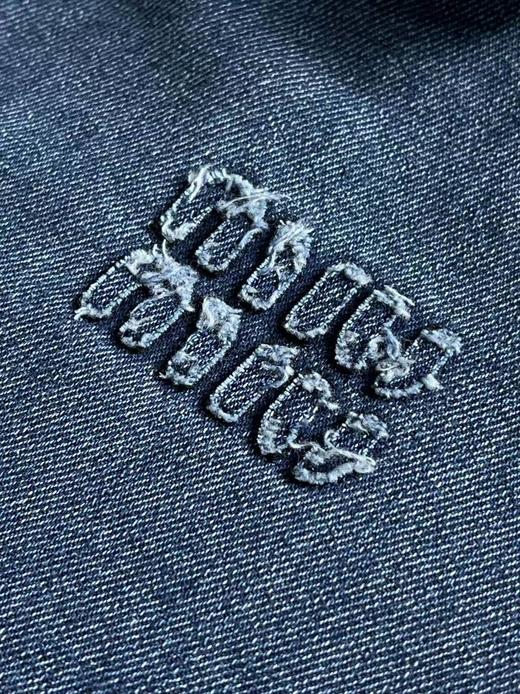 D110934新款贴布徽标字母水洗蓝男女情侣款牛仔连帽棉服 商品图10