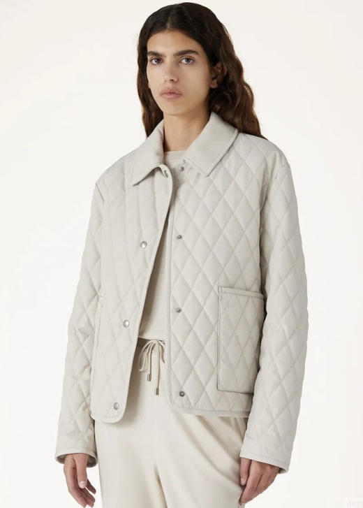 LP 羊绒领 经典菱格棉服。米色。深蓝色自己备注号码颜色 商品图4