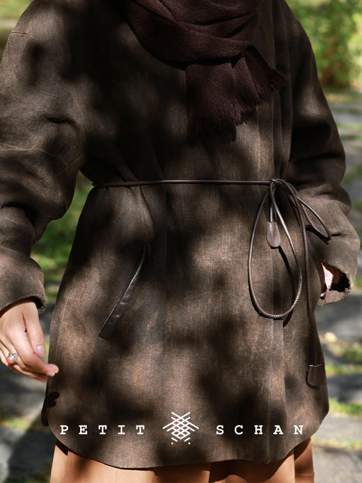 PETIT SCHAN小闪 CLO#955 The Warmth of the Earth 大地之暖 柿染90白鹅绒真皮拼接羽绒外套 商品图2