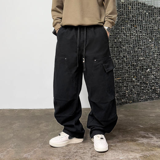 徐太浪【立体裁剪 拼接口袋】大码工装裤男秋冬款宽松直筒休闲裤 商品图3