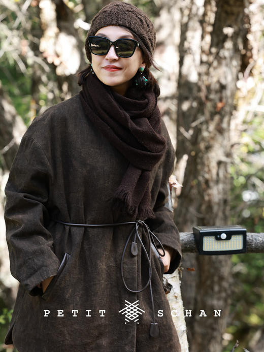 PETIT SCHAN小闪 CLO#955 The Warmth of the Earth 大地之暖 柿染90白鹅绒真皮拼接羽绒外套 商品图0