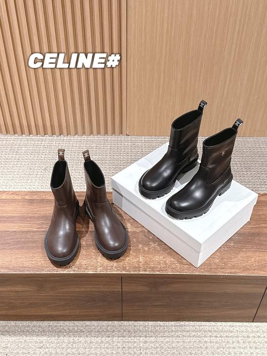赛琳 2025秋冬款BUMARGARET高筒靴系列长/短靴系列拼色一脚蹬牛皮马丁靴（DBG） 商品图4
