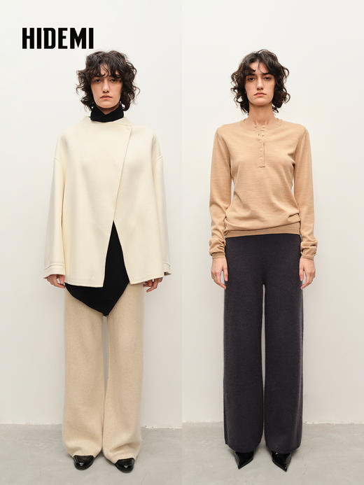 HIDEMI 进口浣熊毛抽绳长裤阔腿裤 商品图0