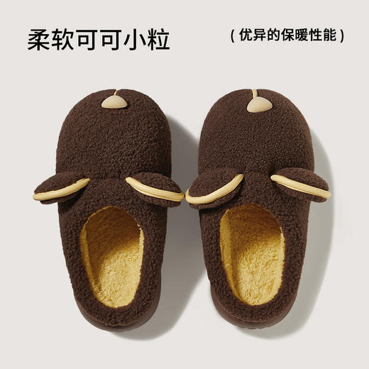 朴西可爱棕熊棉拖鞋女冬季2025新款室内家居保暖防滑情侣毛绒拖鞋 商品图1