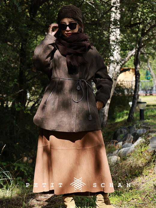 PETIT SCHAN小闪 CLO#955 The Warmth of the Earth 大地之暖 柿染90白鹅绒真皮拼接羽绒外套 商品图3