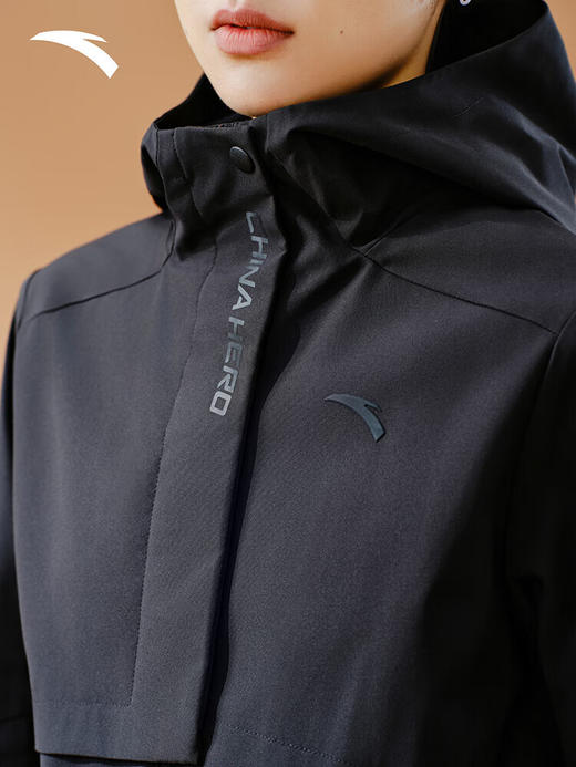 安踏保暖防泼水梭织厚外套 女装冬季新款通勤夹克运动上衣162547603 基础黑-3 商品图3