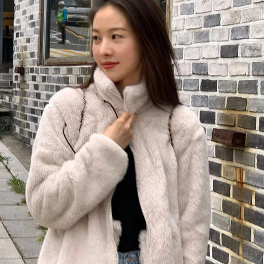 轻恬 亲子款长绒毛外套 小立领设计，松紧弹力袖和下摆，外穿百搭，内穿保暖 商品图2