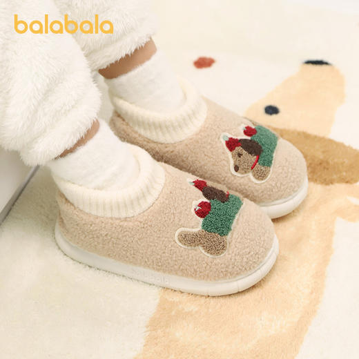 巴拉巴拉童鞋儿童拖鞋男女童2025年新款冬外穿室内加绒家居包跟鞋 商品图0