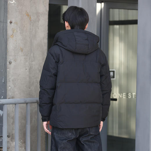 DRONKOO 2025 连帽左胸金属标绗缝基础短款厚羽绒服 商品图4