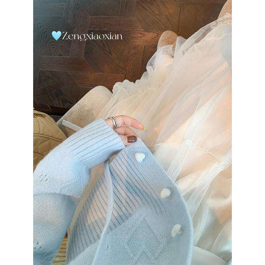 <曾小咸推荐>现货秒杀！微信超特价！蓝色翻领毛织开衫 日常219.99 立减130 秒杀89.99！ 商品图4