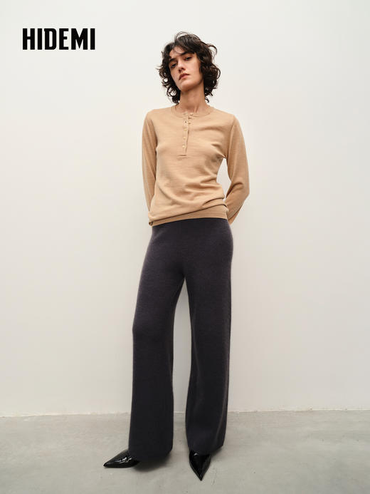 HIDEMI 进口浣熊毛抽绳长裤阔腿裤 商品图2