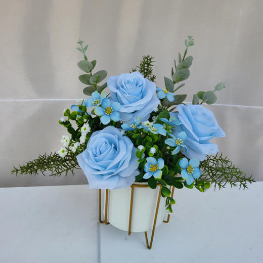 【花思源】扫墓专用仿真鲜花盆花（蓝色）国际品质仿真花 商品图0