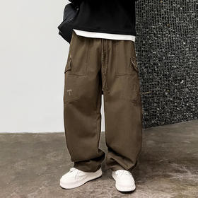 徐太浪【立体裁剪 拼接口袋】纯棉工装裤男秋冬季宽松直筒休闲裤