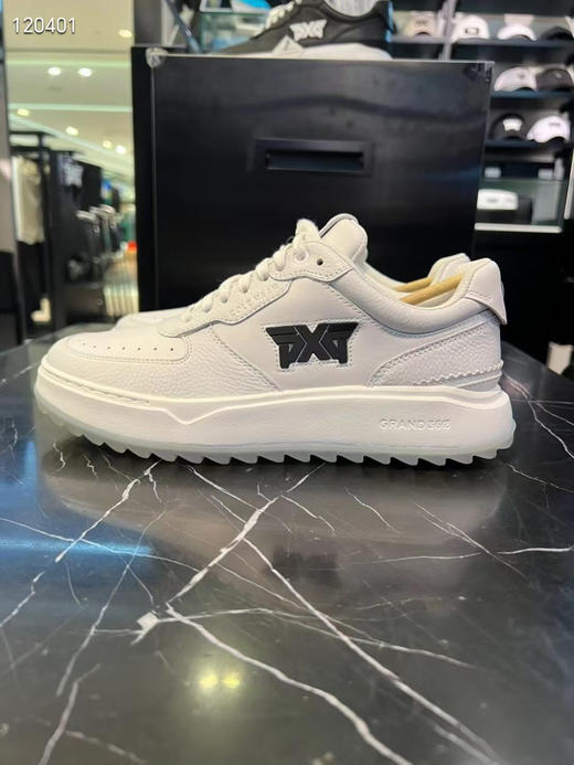 韩单PXG 可汗联名款新款高尔夫休闲男皮鞋，鞋底带钉防滑，材料：头层牛皮，所有材料客供订制，
黑色。白色
码数:40-41-42-43-44 商品图7