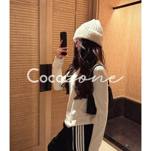 COCO ZONE 刘 一一 【羊毛混纺】高领拼接长袖T恤 CD2A2909 商品图2