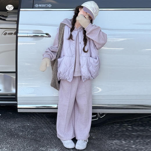 秋冬潮流休闲亲子装套装 大童连帽卫衣/毛线衣两件套 商品图2