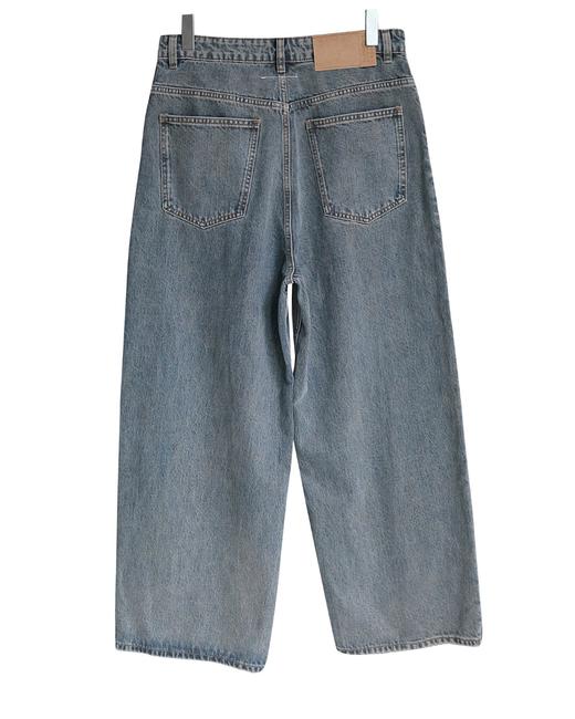 中性款磨损边阔腿牛仔裤长裤la016 商品图1