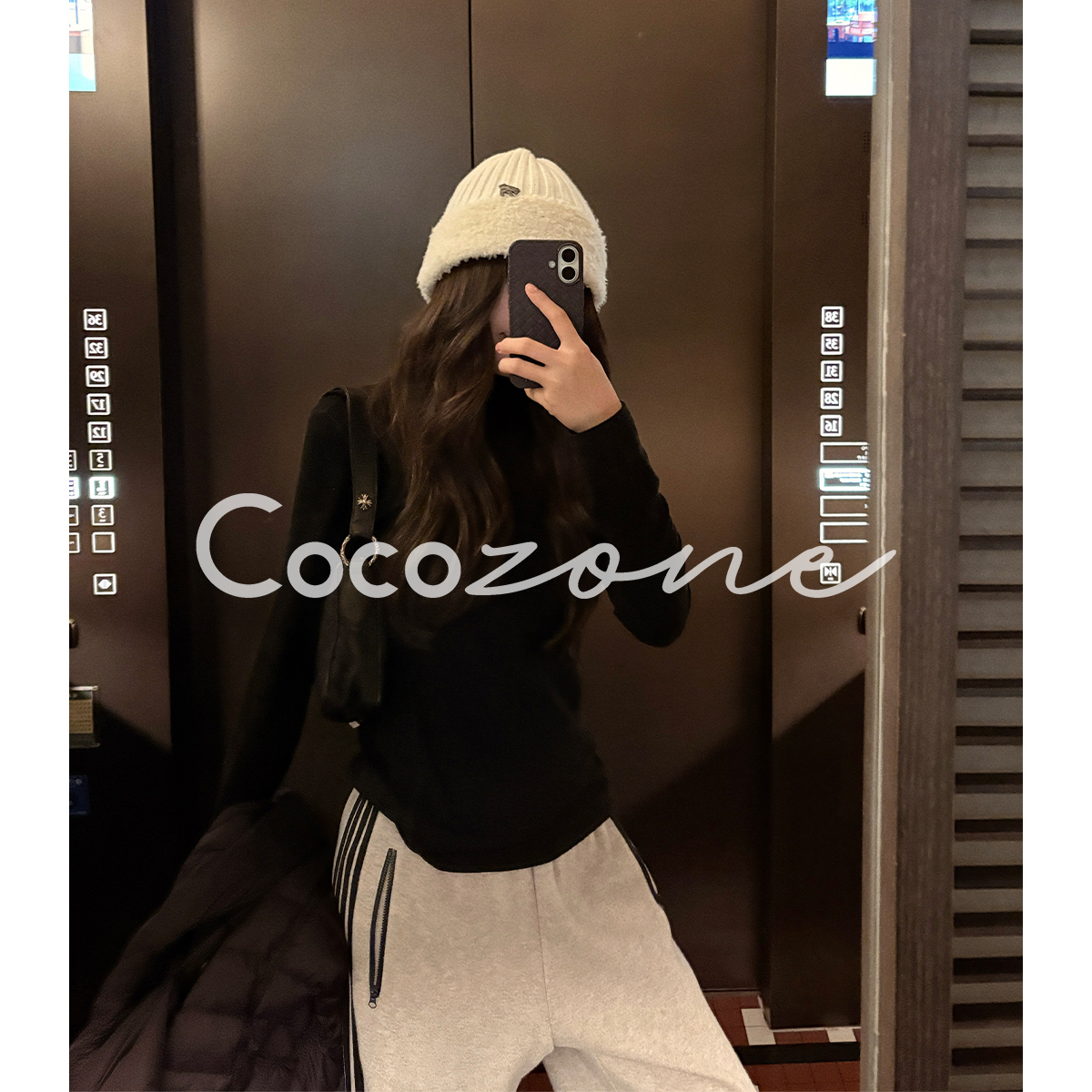 COCO ZONE 刘 一一 【羊毛混纺】高领拼接长袖T恤 CD2A2909