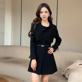 奢姿大码女装2025冬季胖妹妹不规则半高领毛呢时尚轻奢休闲外套9954394375