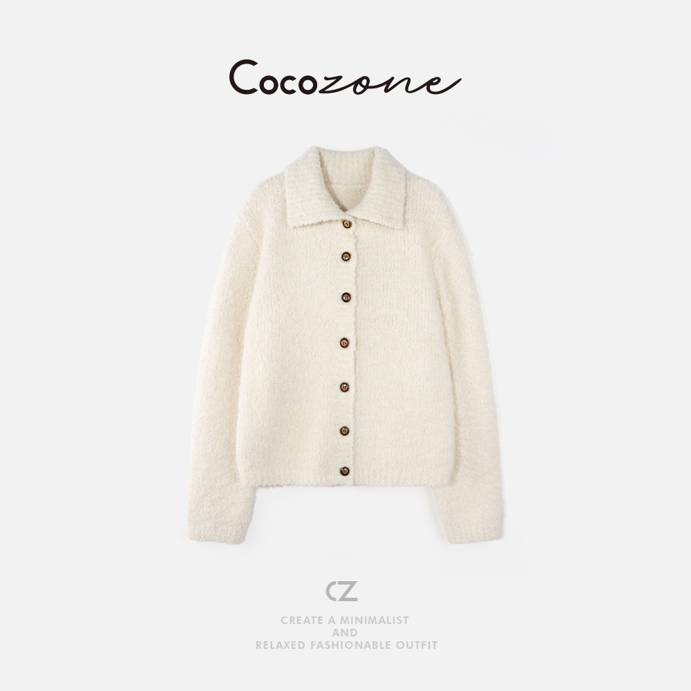 COCO ZONE 刘 一一 “霜降”羊毛混纺翻领单排扣毛织上衣 CD1A1668