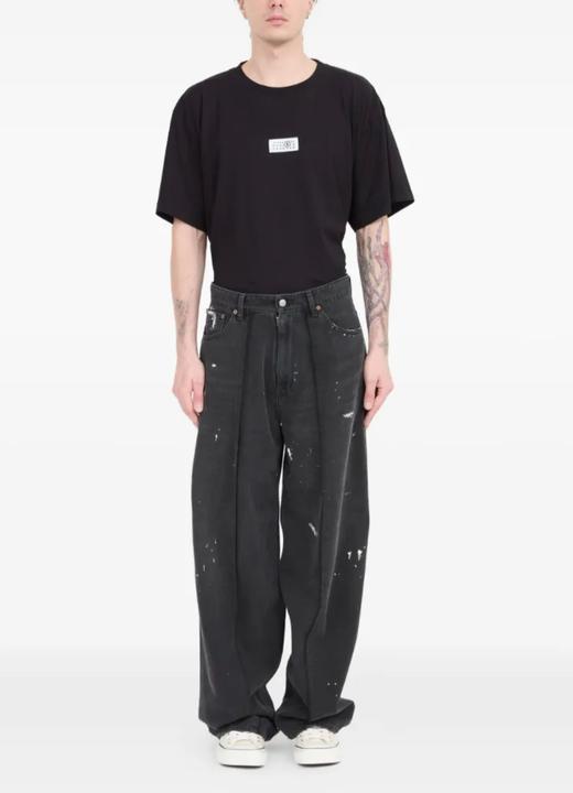 中性款泼墨做旧阔腿牛仔裤长裤 鹿晗同款hu016 商品图3