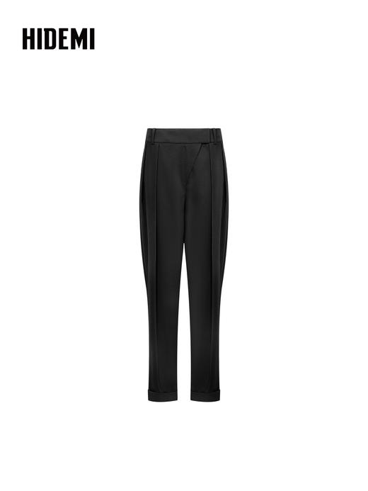 HIDEMI大秀款中高腰双褶立裁超显瘦款时装锥形裤卷边萝卜西裤长裤 商品图13