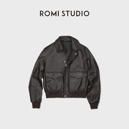 ROMI STUDIO“棕标系列”意大利山羊皮复古柔软夹克皮衣 RWCWW66796 商品图0