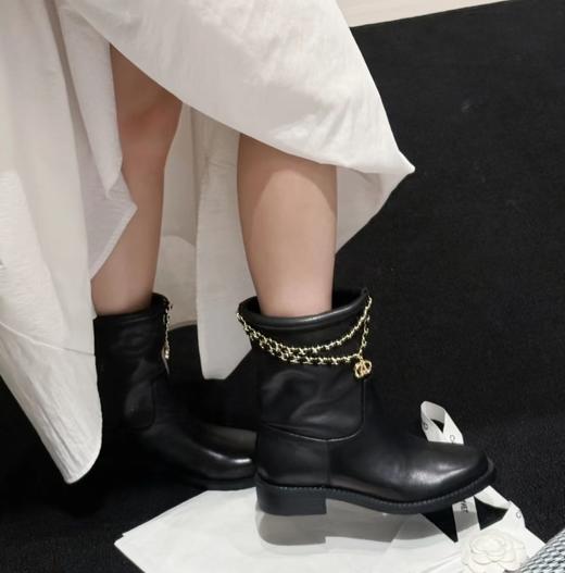 香奈儿 25ss秋冬新款小香链条麂皮复古风马丁靴短靴（DBG） 商品图1