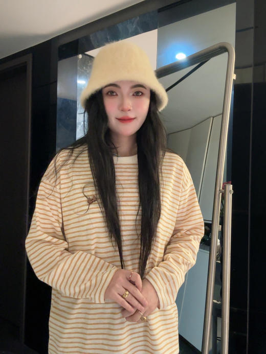 小狗条纹时尚韩系简约气质复古经典条纹休闲舒适宽松条纹百搭针织🧶长袖T恤 商品图3